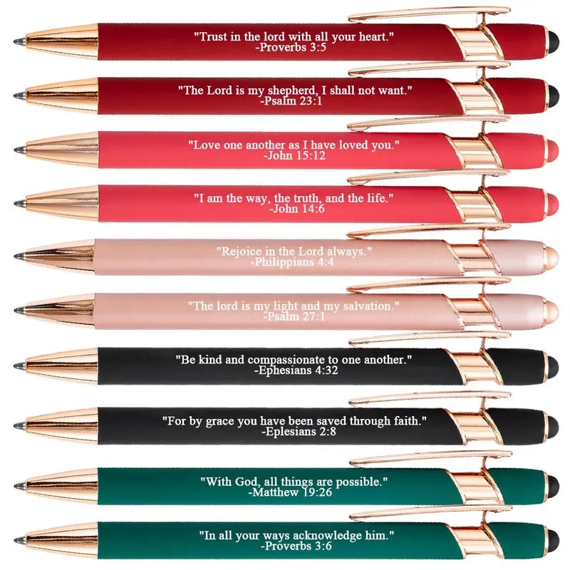 ❤️🙌Find Daily Strength: Premium Comfort Bible Verse Pens – 10pcs
