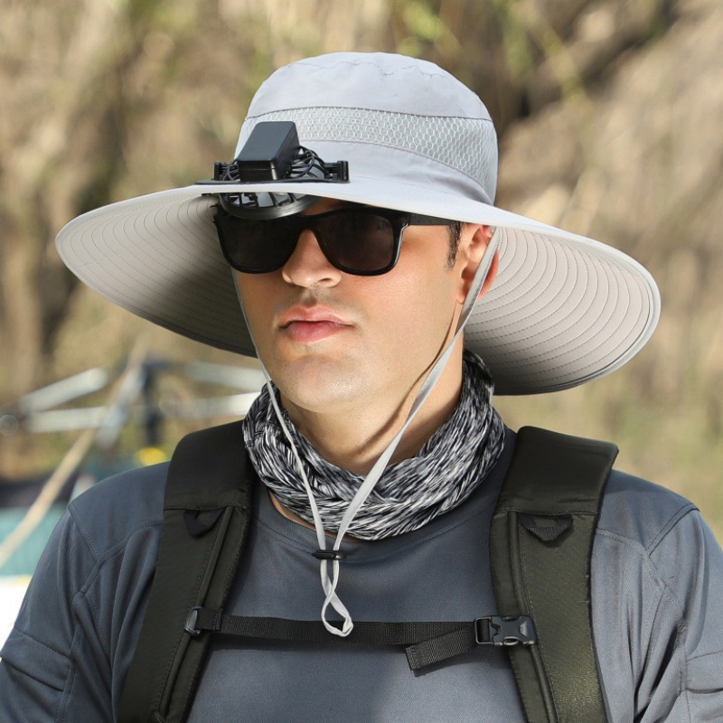 🔥🔥Wide Brim Solar Fan Outdoor Fishing Hat-Solar & USB Charging