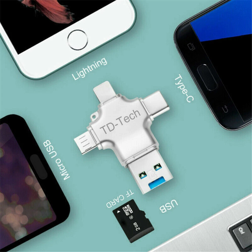 ⏰2 pieces is cheaper-USB 3.0 Micro TF Card Reader Adapter Flash Drive Type-C OTG For Android / iPhone