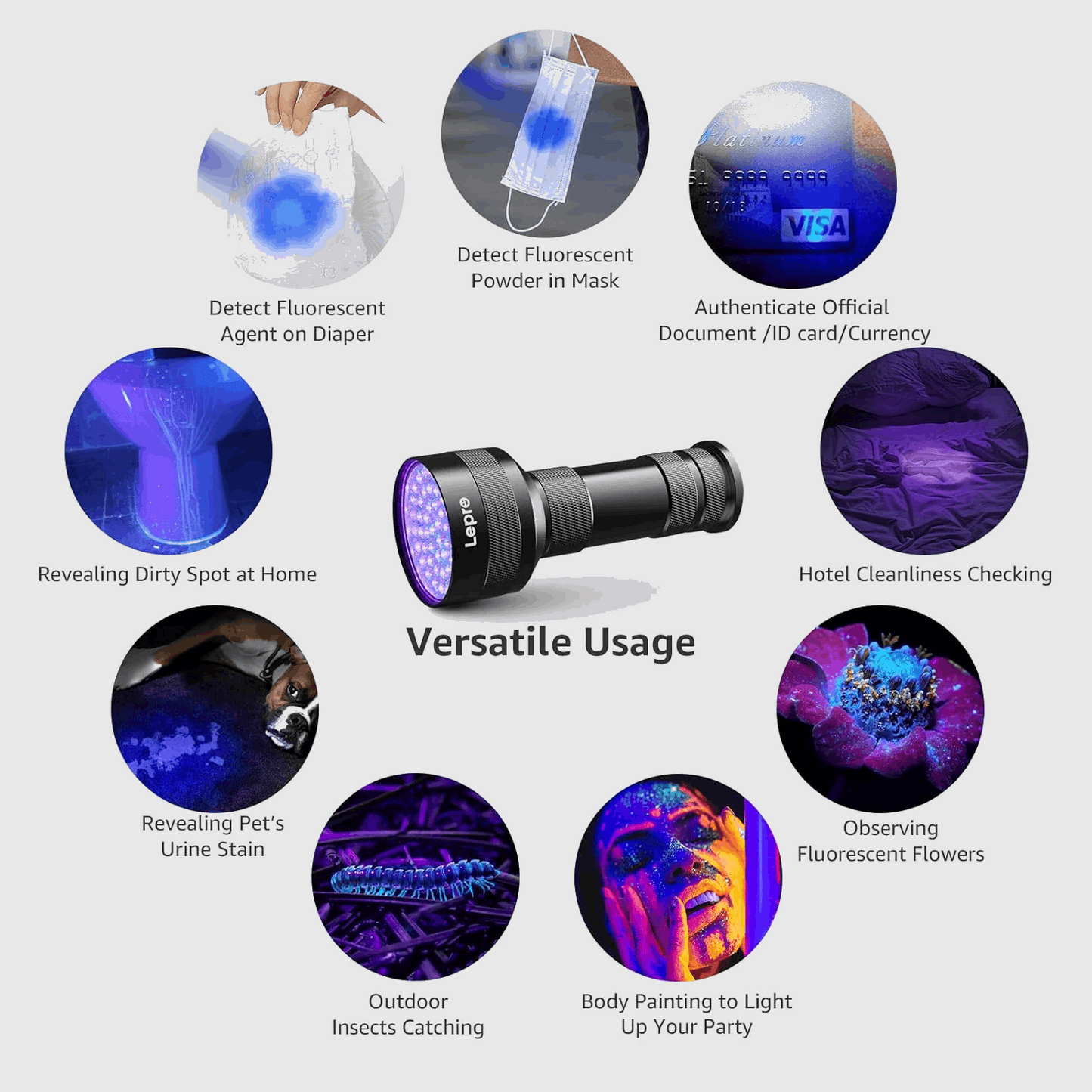 ✨Home Essentials🛡️LED 395nm Flashlight Detector for Dogs, Urine Stains, Bedbugs, and Scorpions