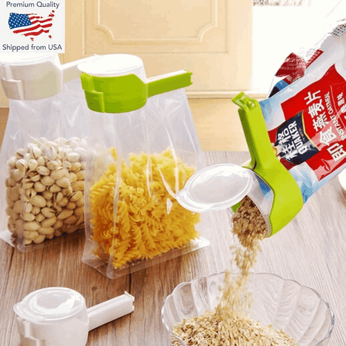 📢Buy 1 Get 1 FREE for only $19.99📢 Reusable Food Bag Clips with Pour Spout