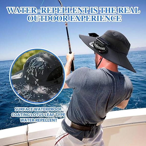 🔥🔥Wide Brim Solar Fan Outdoor Fishing Hat-Solar & USB Charging