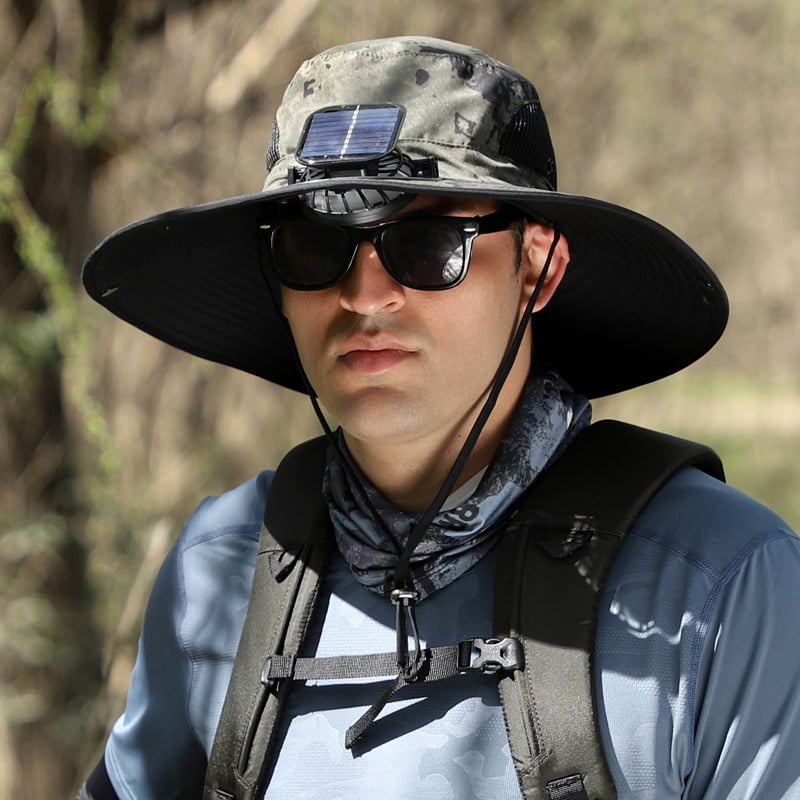 🔥🔥Wide Brim Solar Fan Outdoor Fishing Hat-Solar & USB Charging
