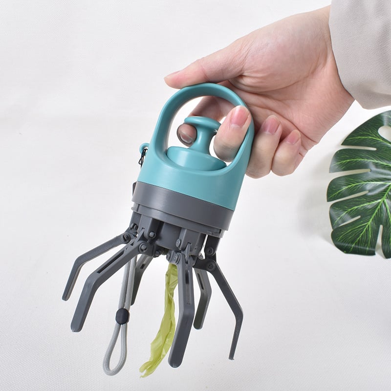 Dog Pooper Scooper Portable Pet Waste Picker with Garbage Bag Handheld Claw Poop Scooper
