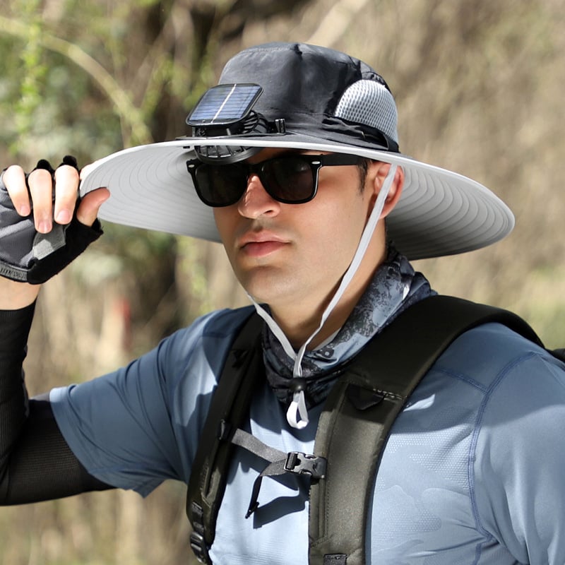 🔥🔥Wide Brim Solar Fan Outdoor Fishing Hat-Solar & USB Charging