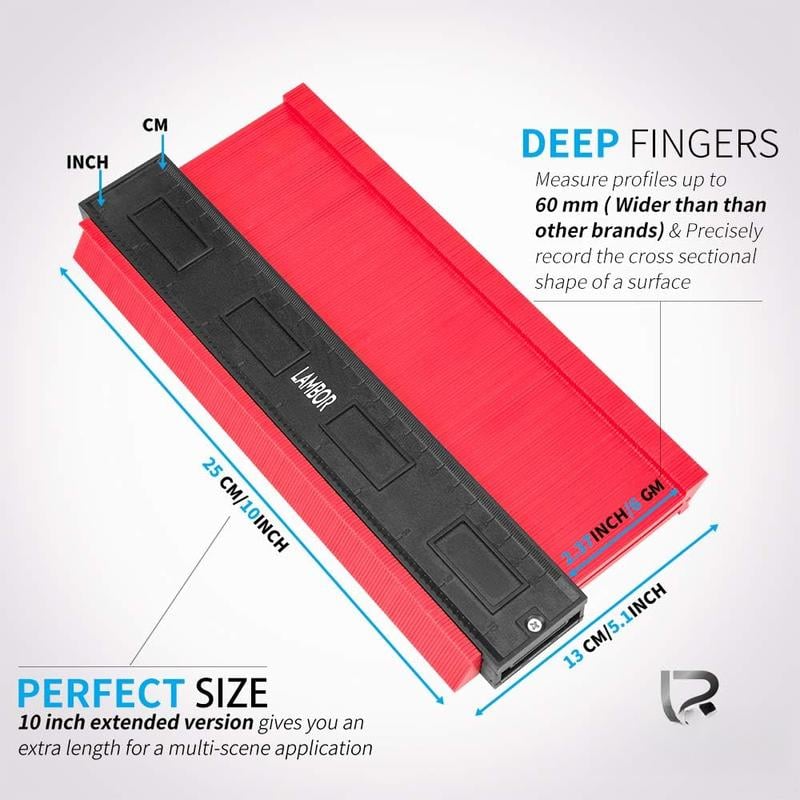Contour Gauge 10 Inch, Widen Plastic Profile Gauge Duplicator, Precisely Copy Irregular Shapes Template Measuring Tool