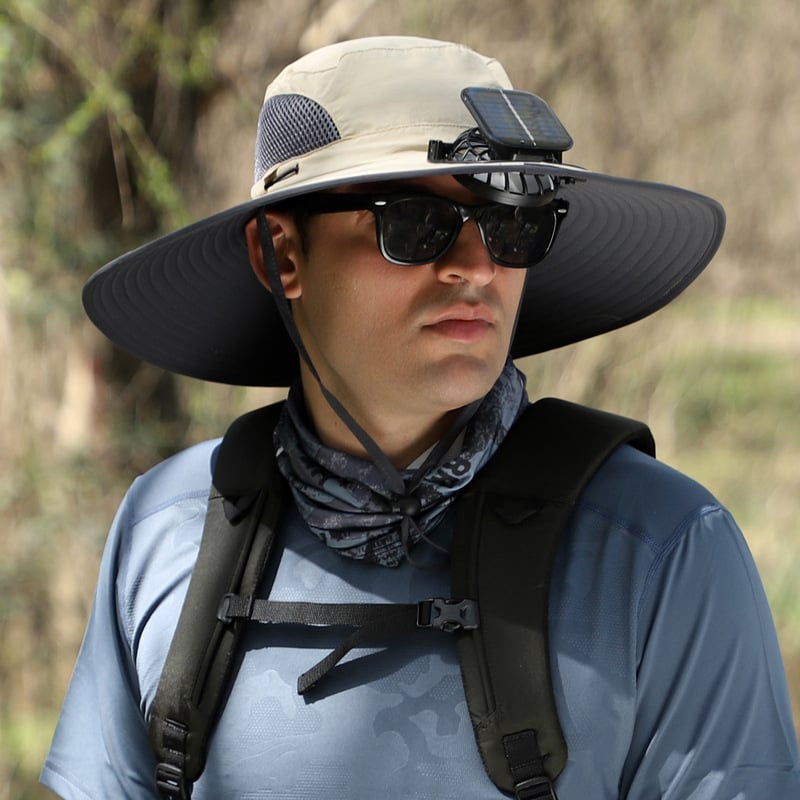 🔥🔥Wide Brim Solar Fan Outdoor Fishing Hat-Solar & USB Charging