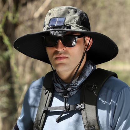 🔥🔥Wide Brim Solar Fan Outdoor Fishing Hat-Solar & USB Charging