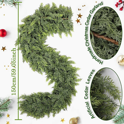 🏆2025 Super Value Se💥6 FT Artificial Cedar Garlands –Realistic Touch Winter Greenery